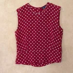 Hilfinger Sleeveless red with white polka dot top